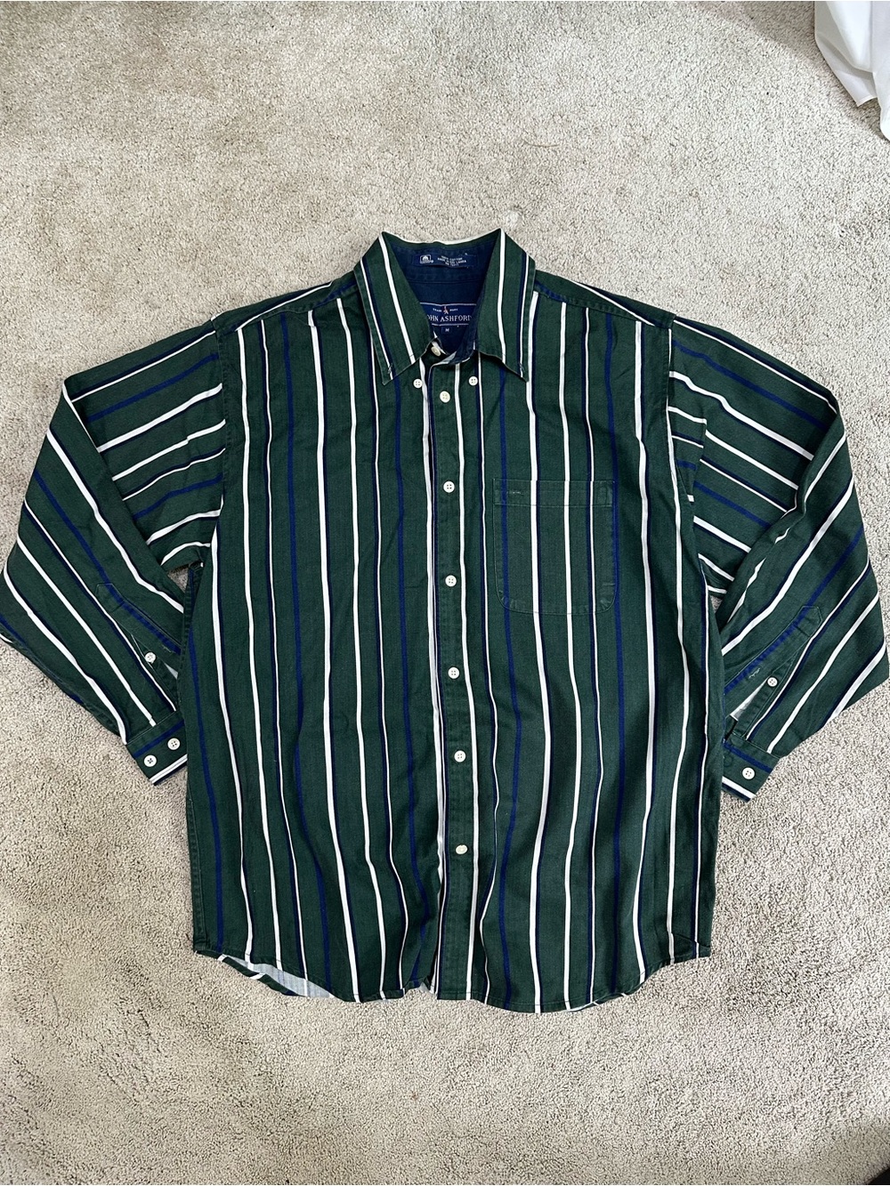 Classic Green Striped Button-Down Shirt